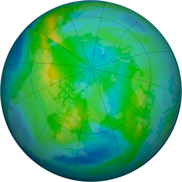 Arctic ozone map for 02 November 2013